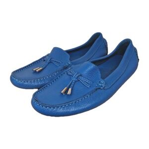 Saks Fifth Avenue‎ Womens Blue Leather Driving Loafers Tassles Moccasin Sz 7.5 B